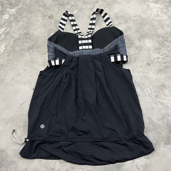 Lululemon Rest Less Tank Black And White Size 6 Built in Bra - Picture 1 of 8